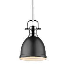  3604-S CH-BLK - Duncan Small Pendant with Rod in Chrome with a Matte Black Shade